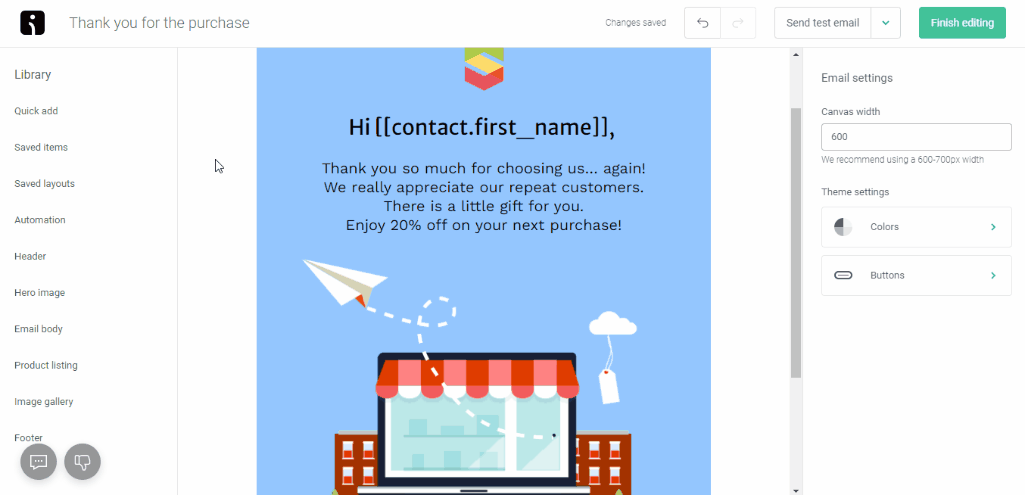 How to add Personal Discount code snippet into Omnisend email template animated