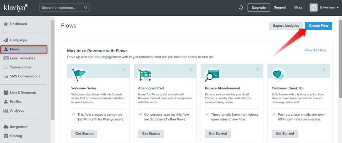 How to create Klaviyo flow annotated
