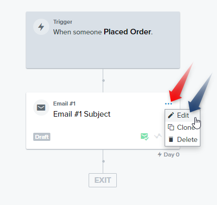 Edit Klaviyo flow email annotated
