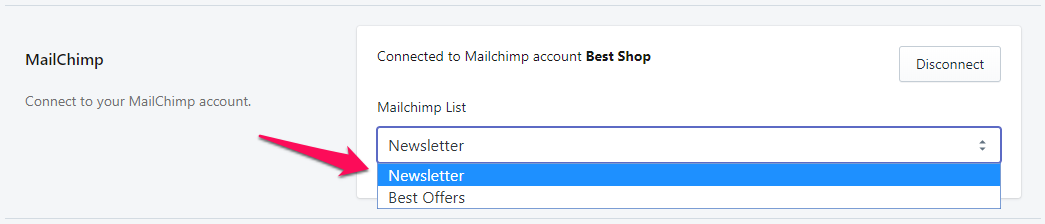 Select recipients list Mailchimp annotated