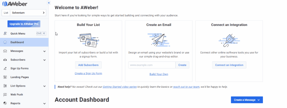 Create Aweber welcome new subscribers campaign animated