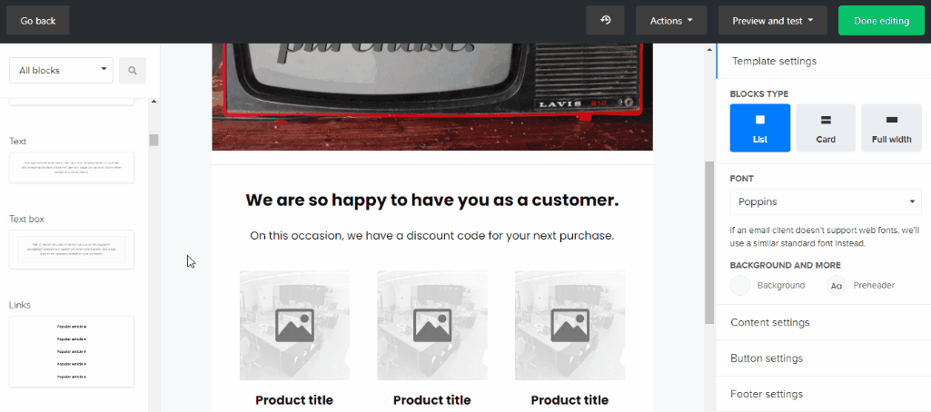 Paste HTML code snippet into MailerLite email template animated