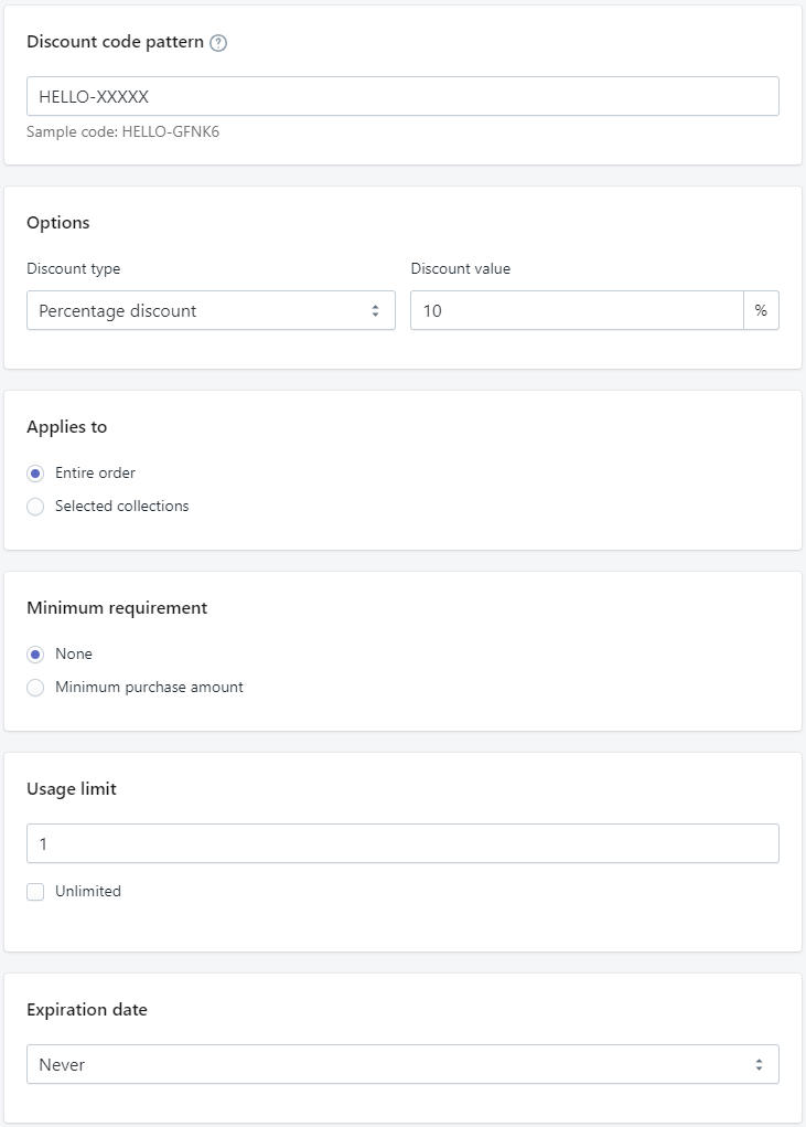 "Applies to" section Personal Discount automation settings