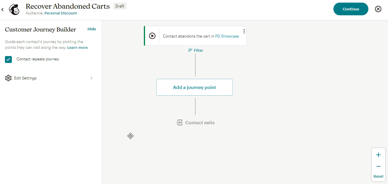 Add sending email as journey point in Mailchimp