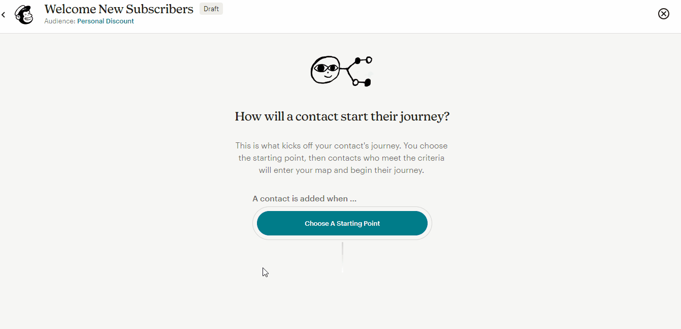 Choose a starting point for Mailchimp welcome automation animated