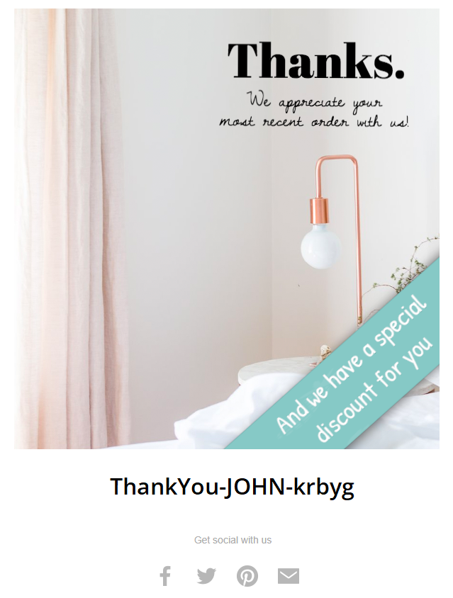 Email from Klaviyo with Personal Discount code